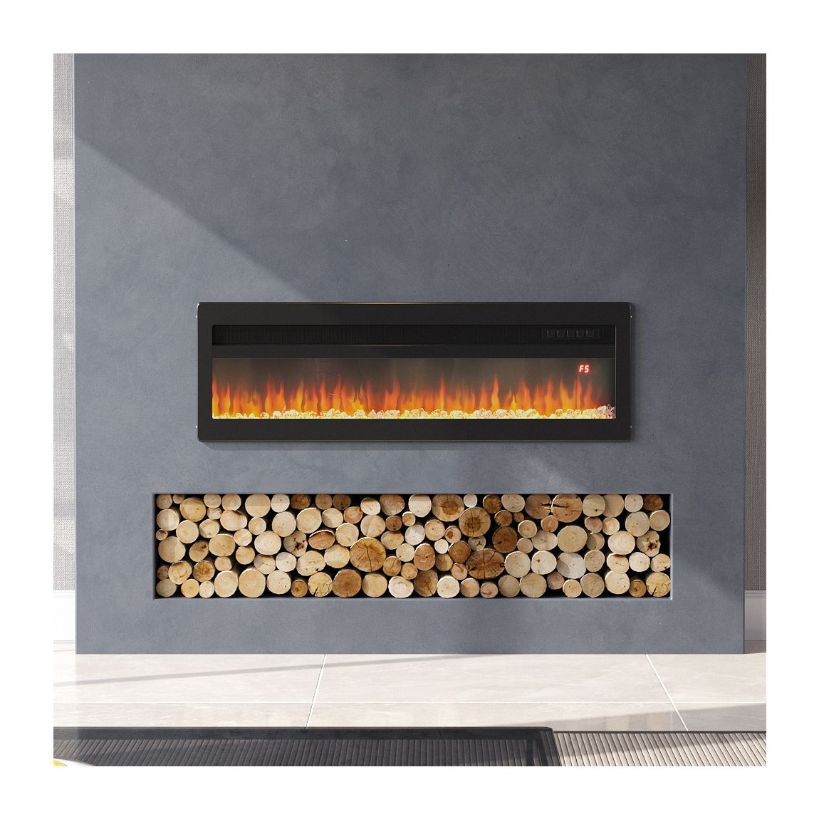 Electric Fireplace with Adjustable Flames, Wall Mounted or Freestanding main product photo