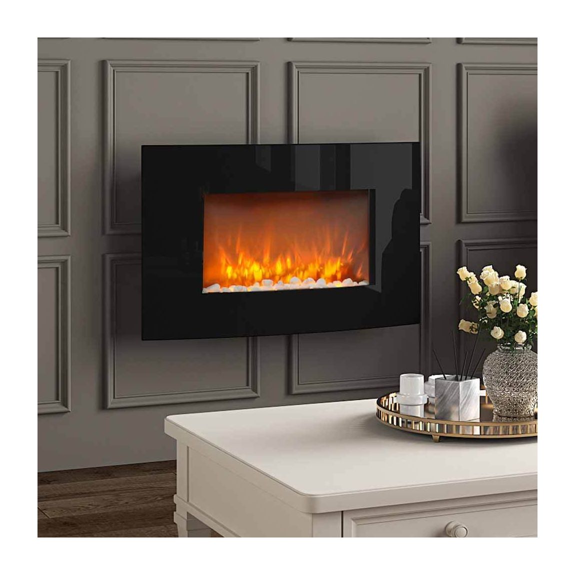 Wall Mounted Tempered Glass Electric LED Fireplace main product photo