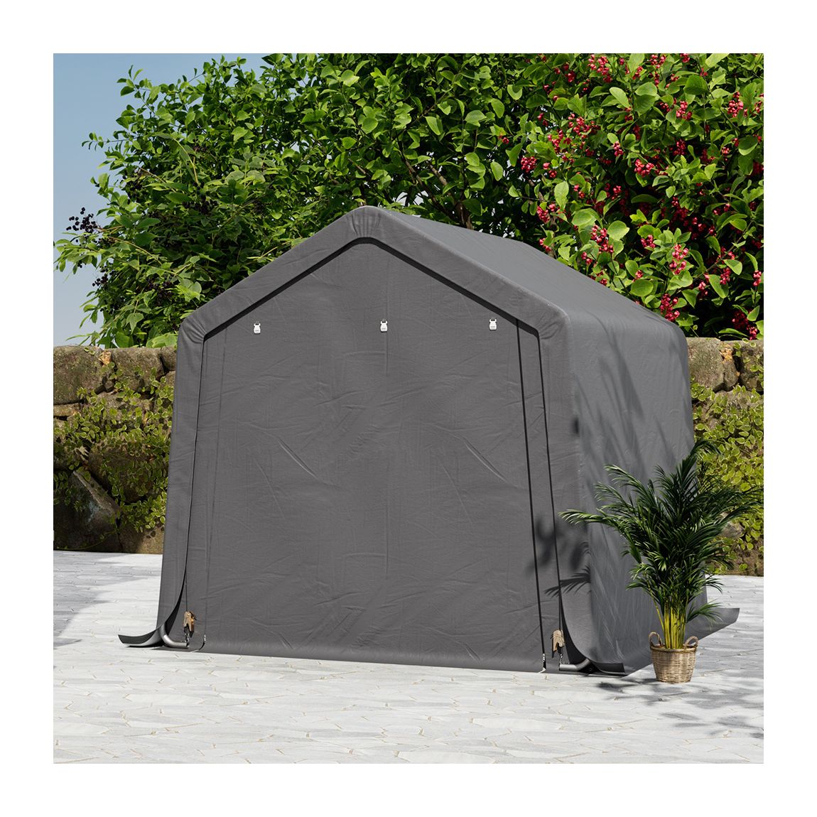 Grey Galvanized Frame Storage Shed 240cm W x 360cm D x 230cm H main product photo