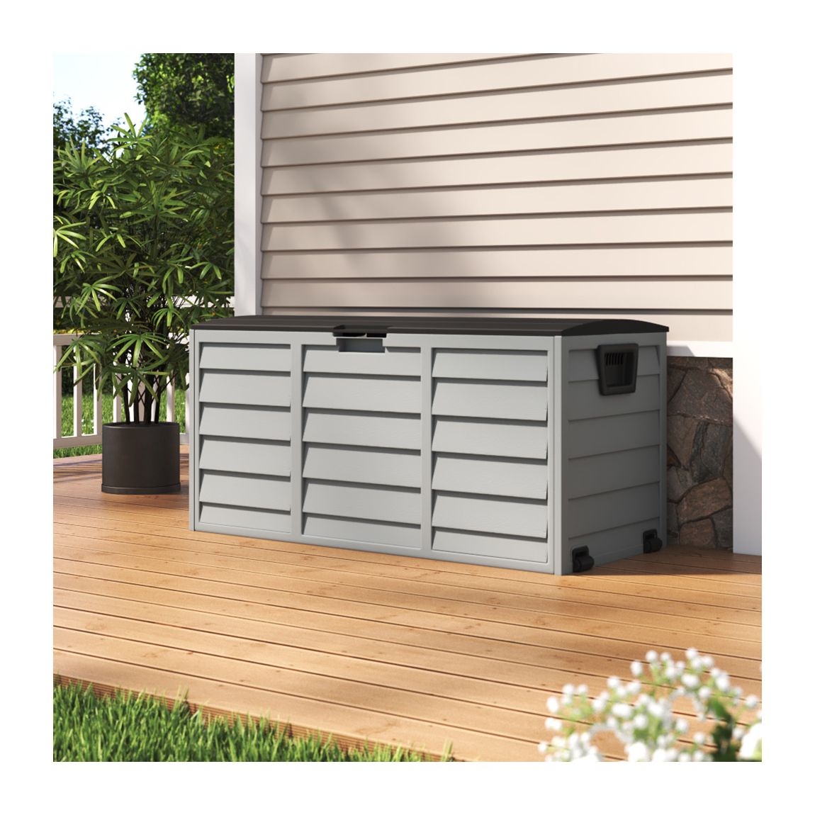 Garden Waterproof Plastic Storage Box with Wheels main product photo