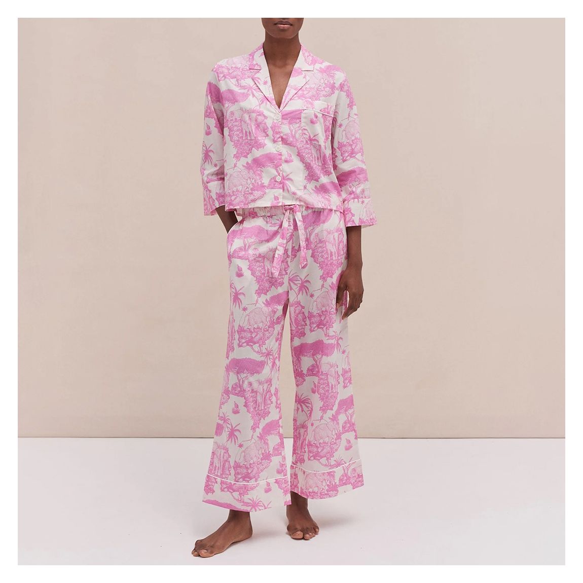 Boxy Shirt and Wide Leg Trouser Set Loxodonta Print Pink main product photo