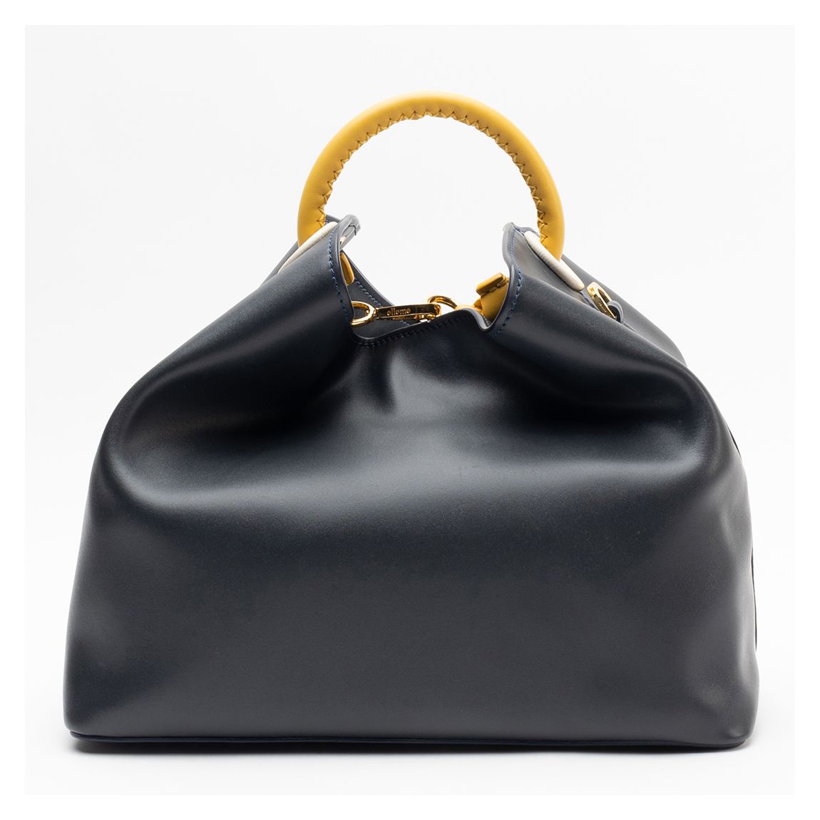 Navy/Yellow Raisin Leather Handbag main product photo