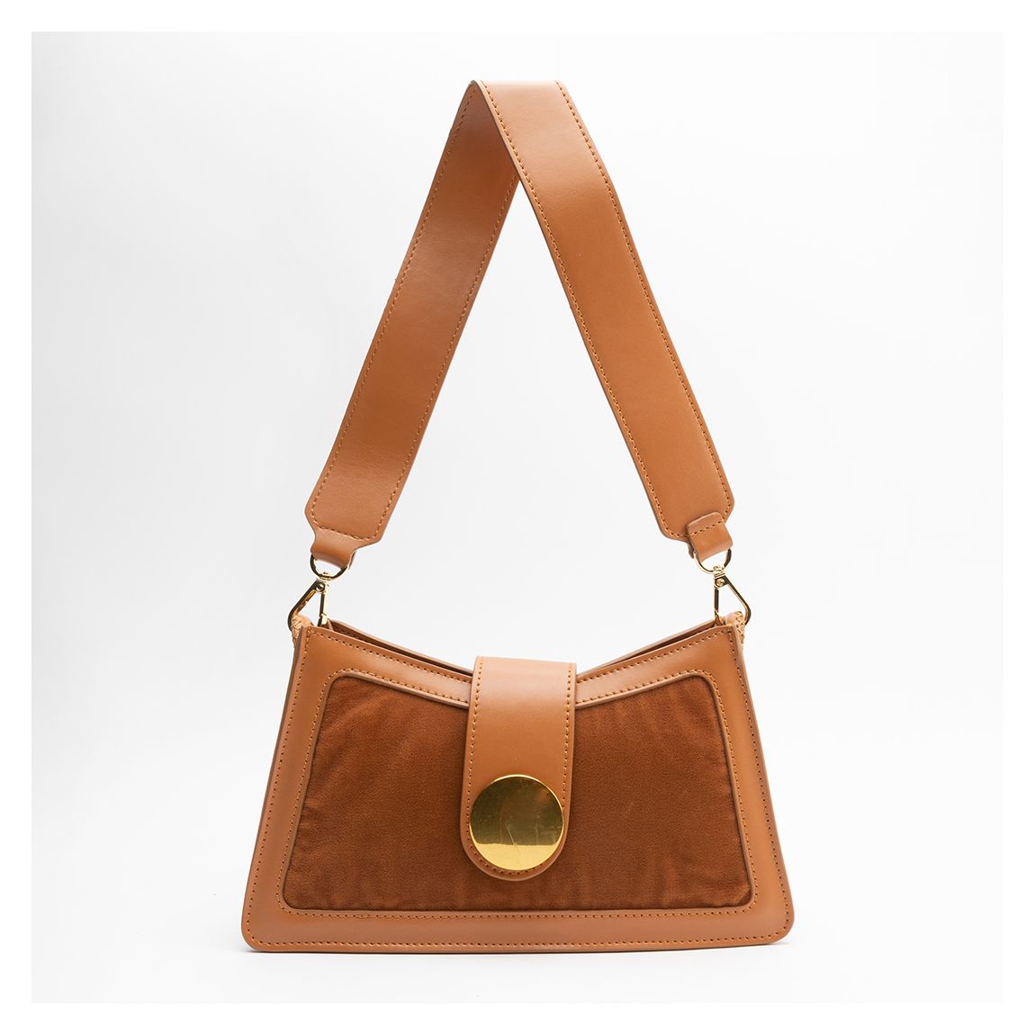 Brown/Cognac Buckle Nubuk Leather Handbag main product photo