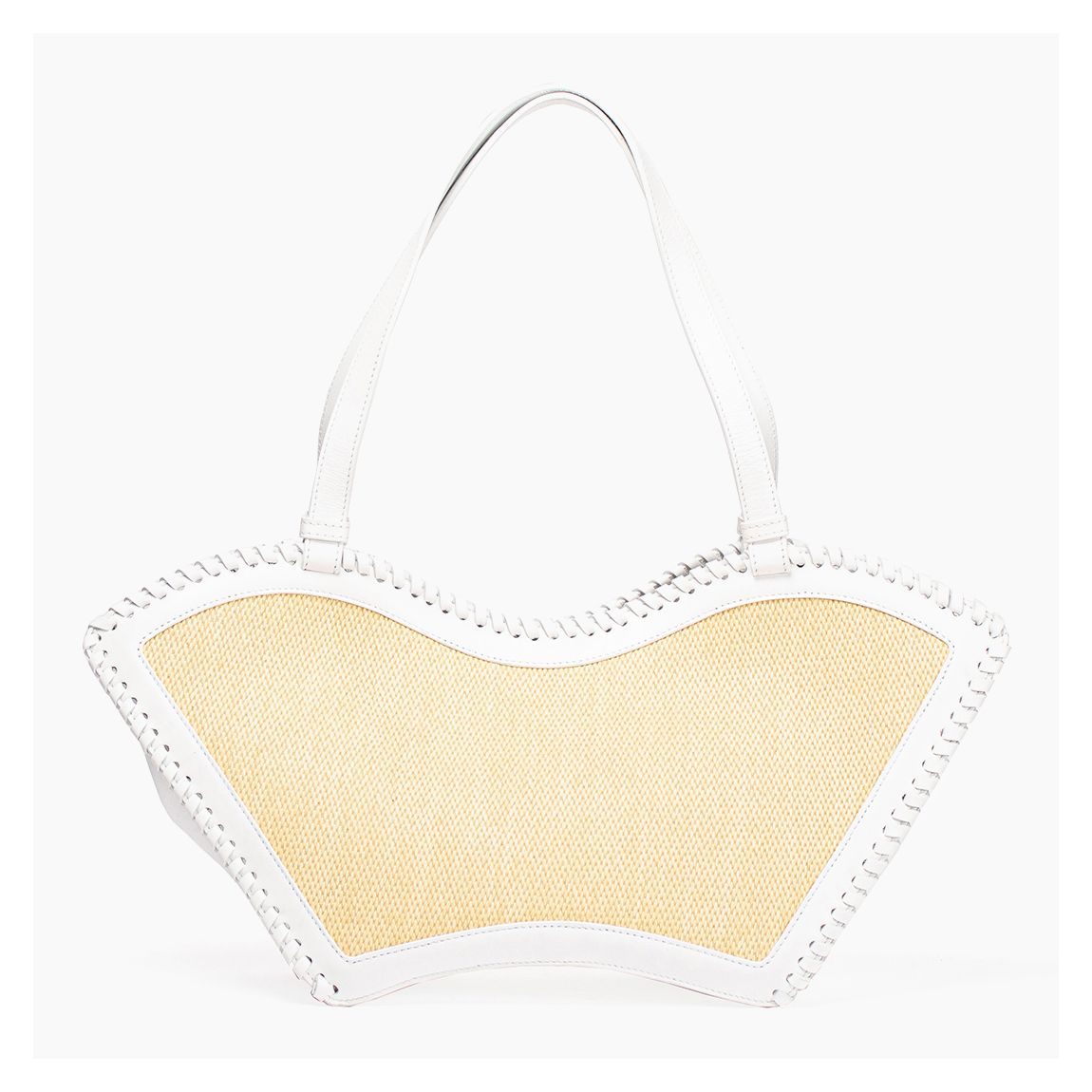 Natural/White Swing Tote Raffia Handbag main product photo