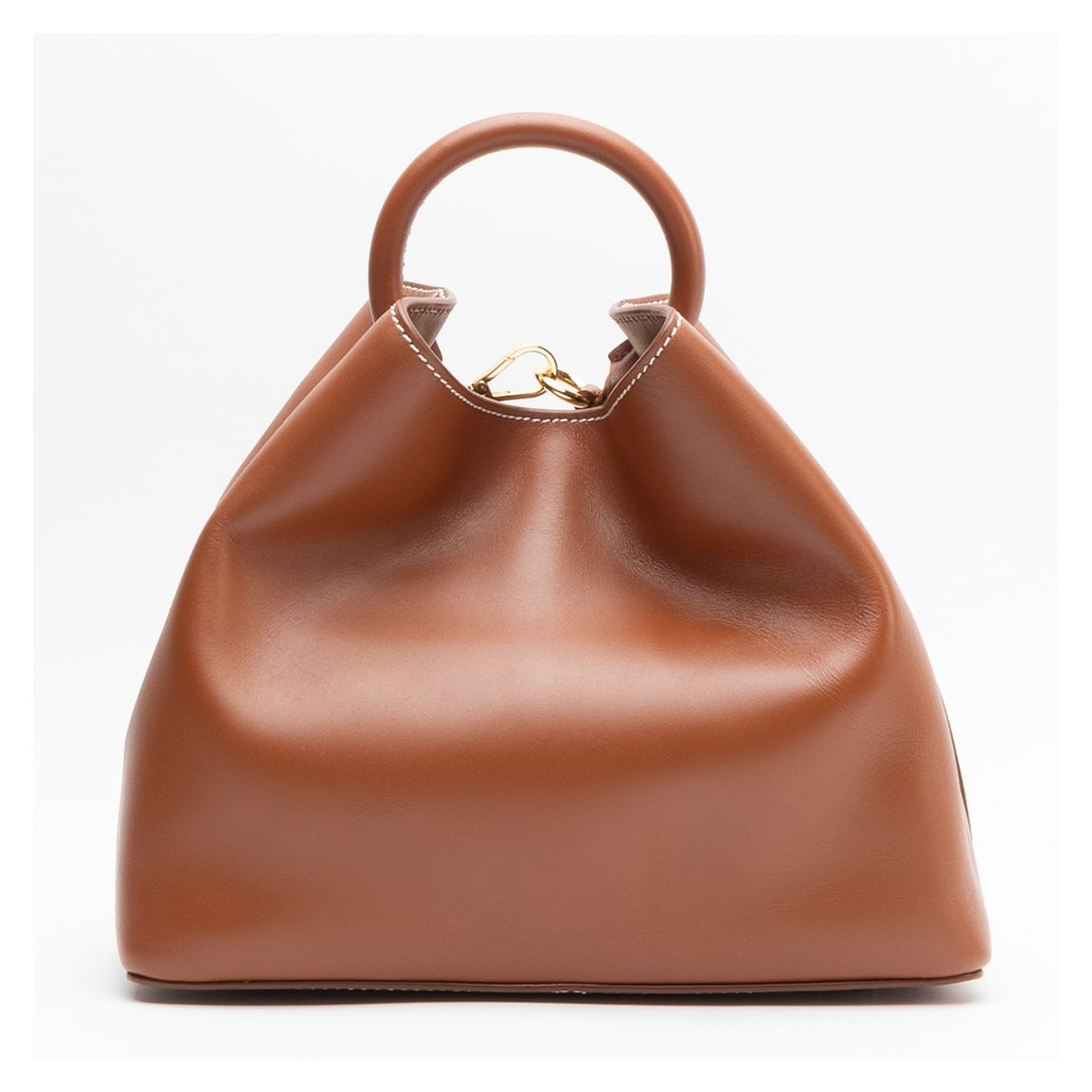 Volcano/White Stitching Raisin Leather Handbag main product photo