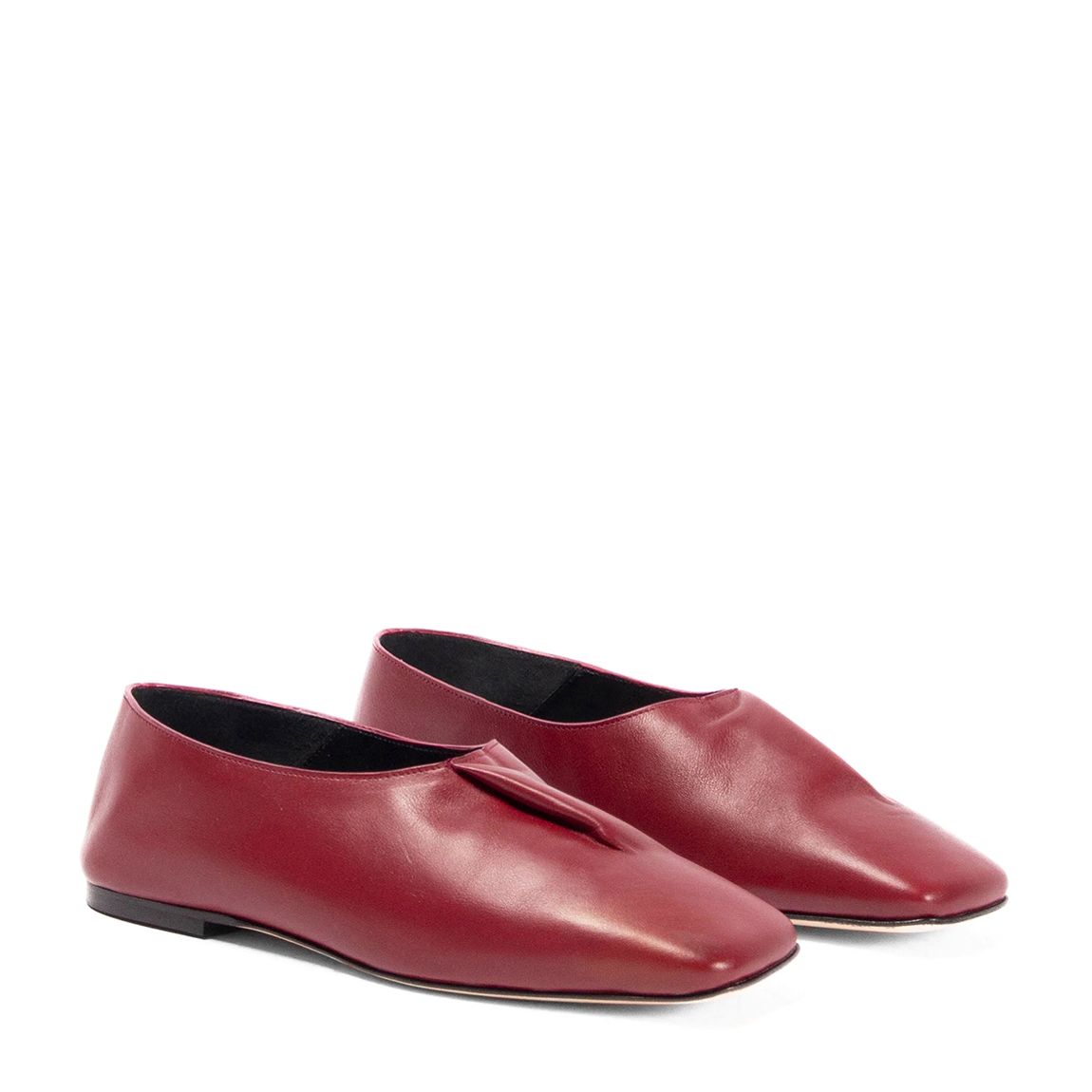 Burgundy Fold Ballerina Leather Mule main product photo