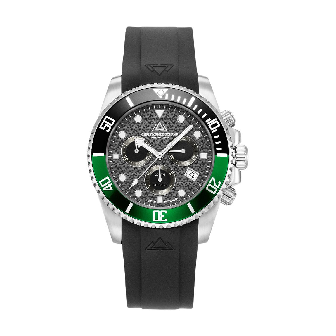 Men's Black and Green Marine Chrono Rubber Watch 42mm main product photo
