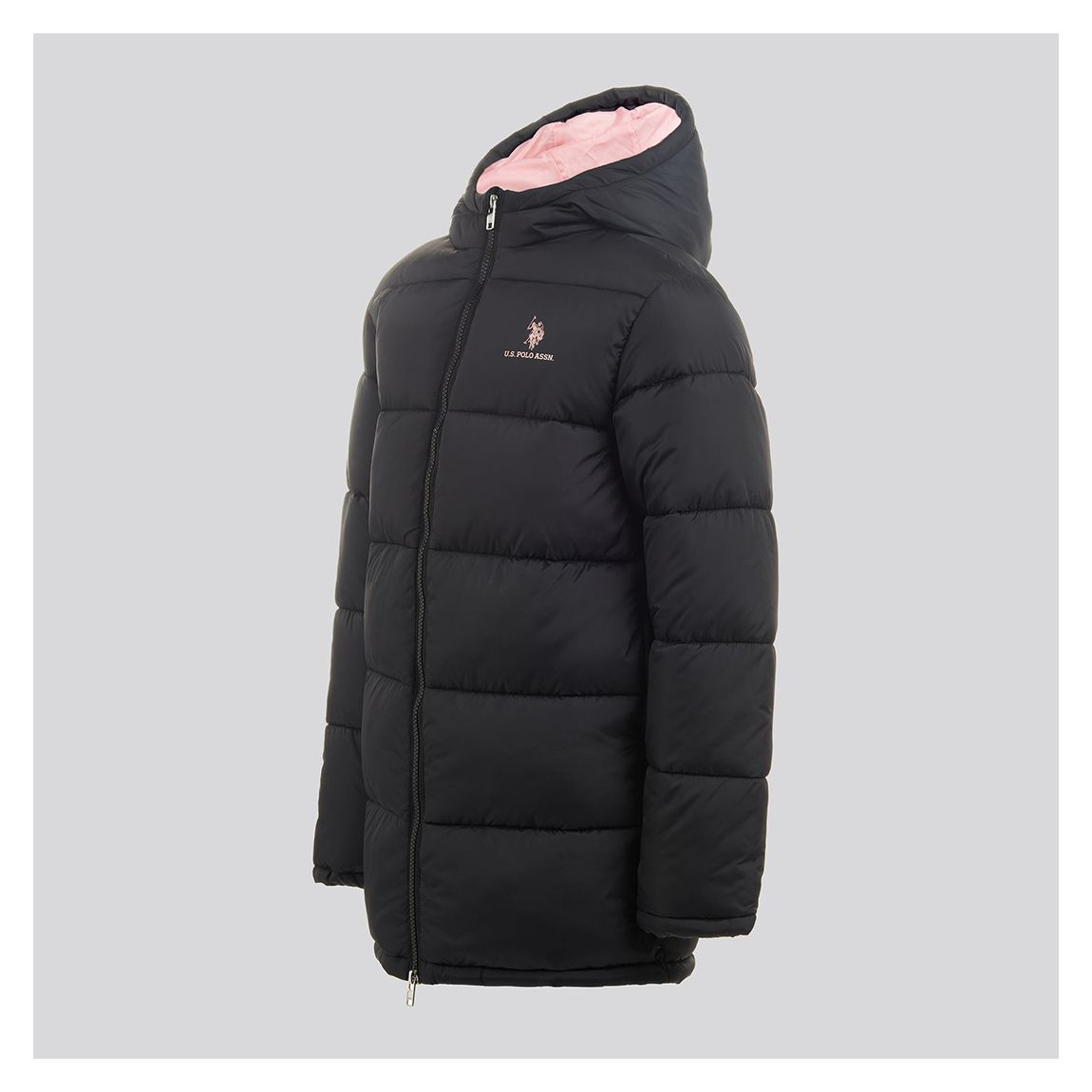 Girl's Black Longline Puffa Coat main product photo