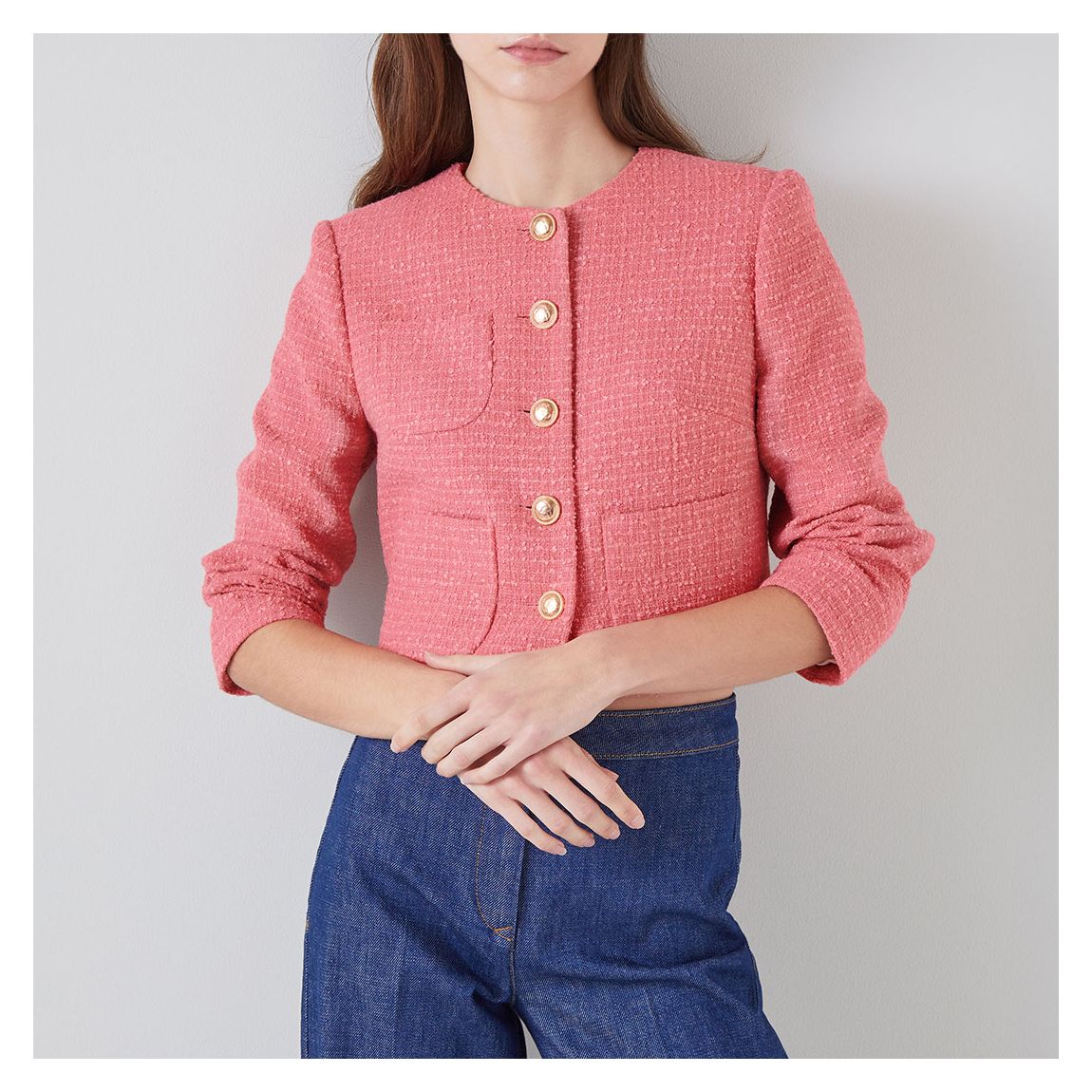 Flamingo Bouclé Crop Jacket main product photo