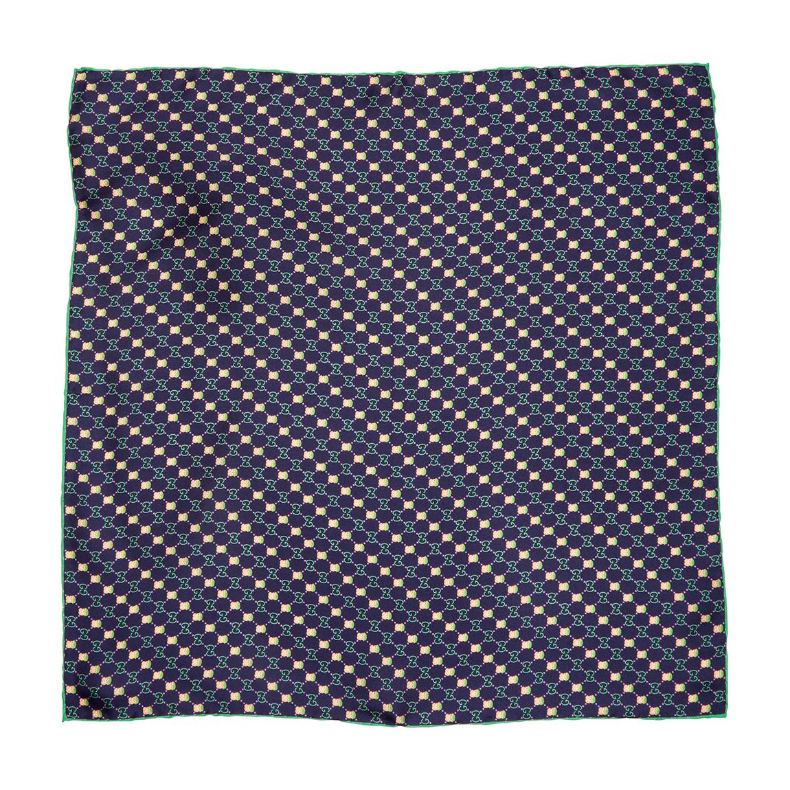 Men's GG animal print silk pocket square navy and yellow main product photo