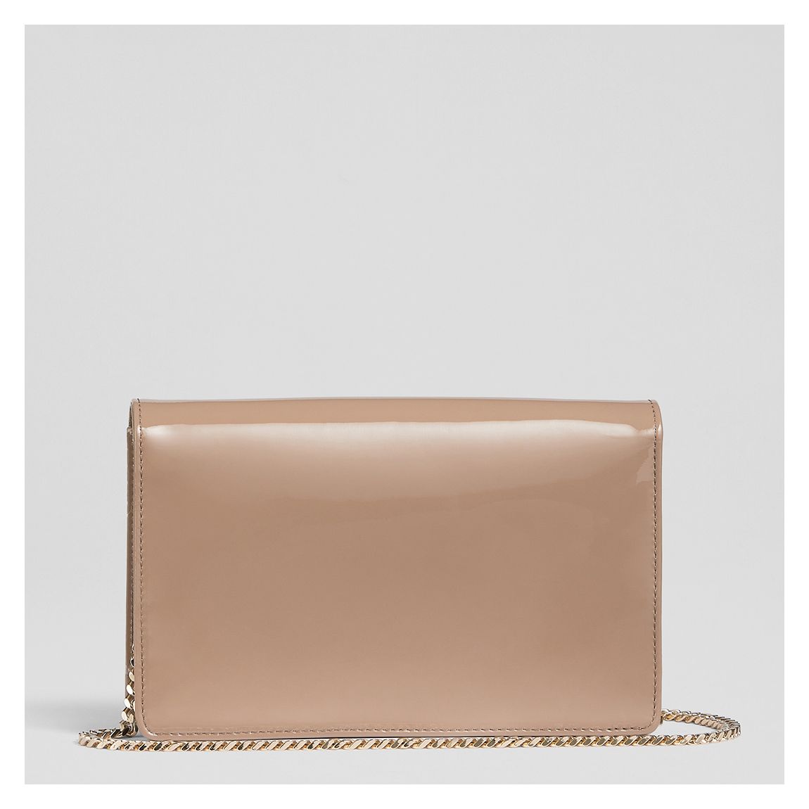 Cici Dark Taupe Patent Leather Clutch Bag main product photo