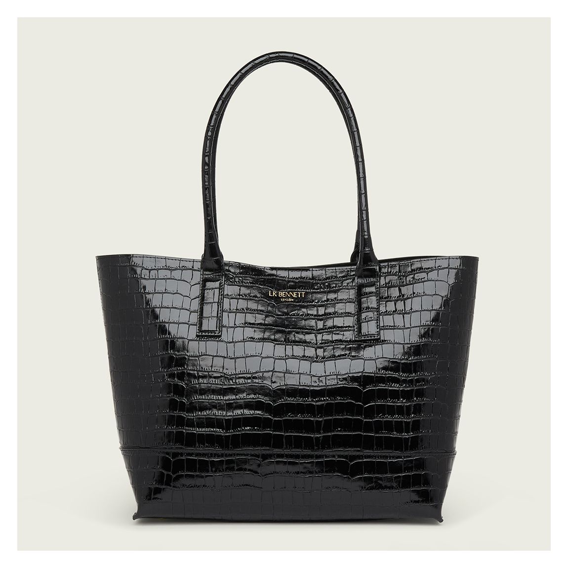 Lacey Black Croc-Effect Leather Tote Bag main product photo