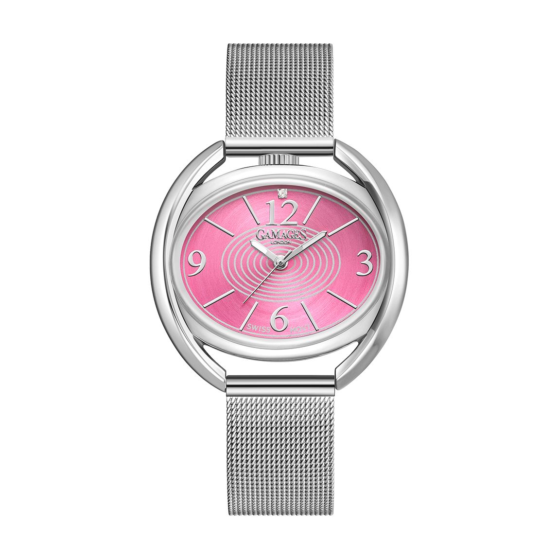 Silver Pink Ladies Curlicue Diamond Watch main product photo