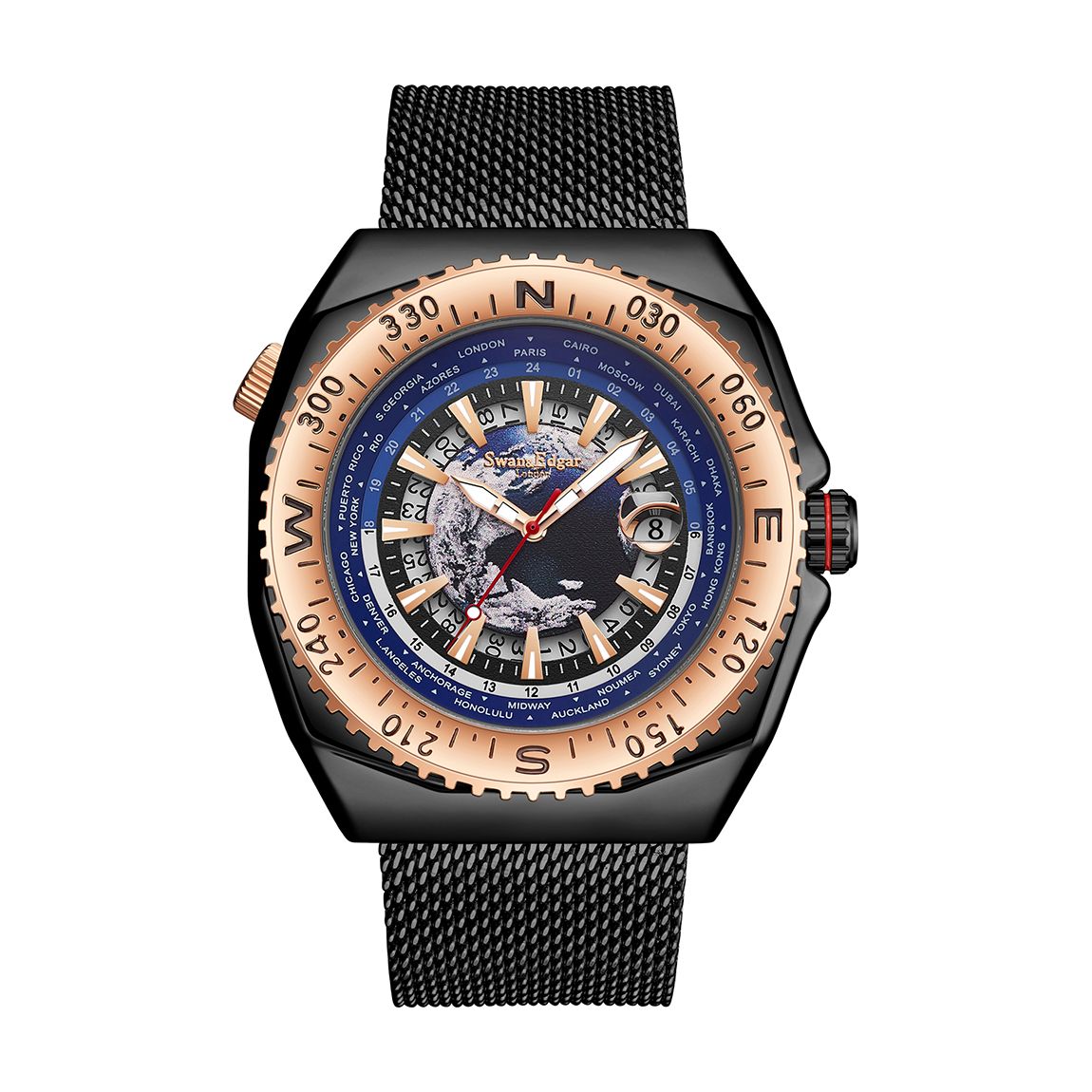 Black Limited Edition Swan & Edgar Hand Assembled World Compass Automatic Watch main product photo