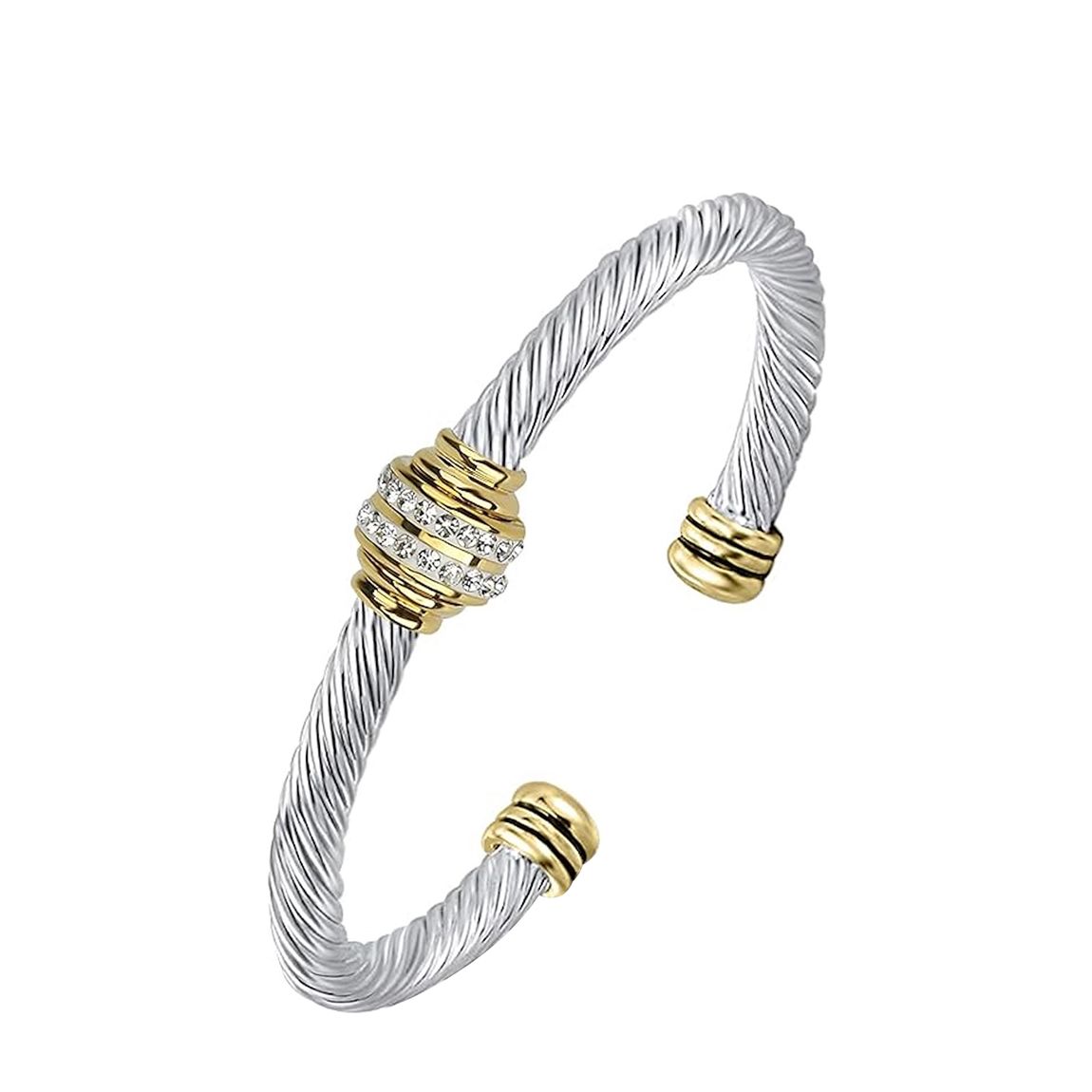 18K Gold & Silver Two Tone Cuff Bangle main product photo