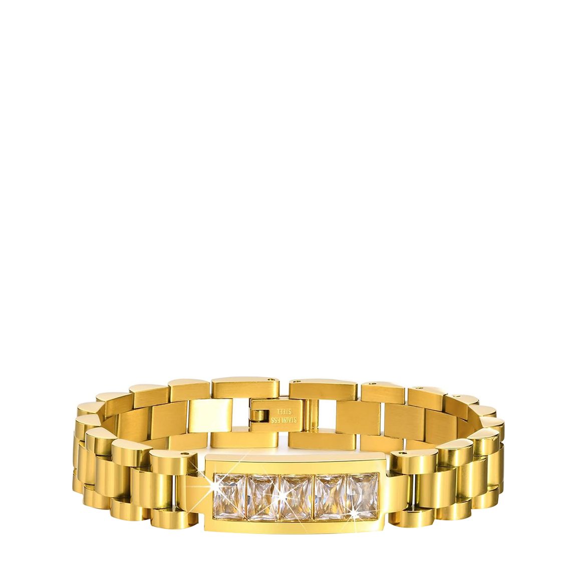 18K Gold Modern Link Cz Bracelet main product photo