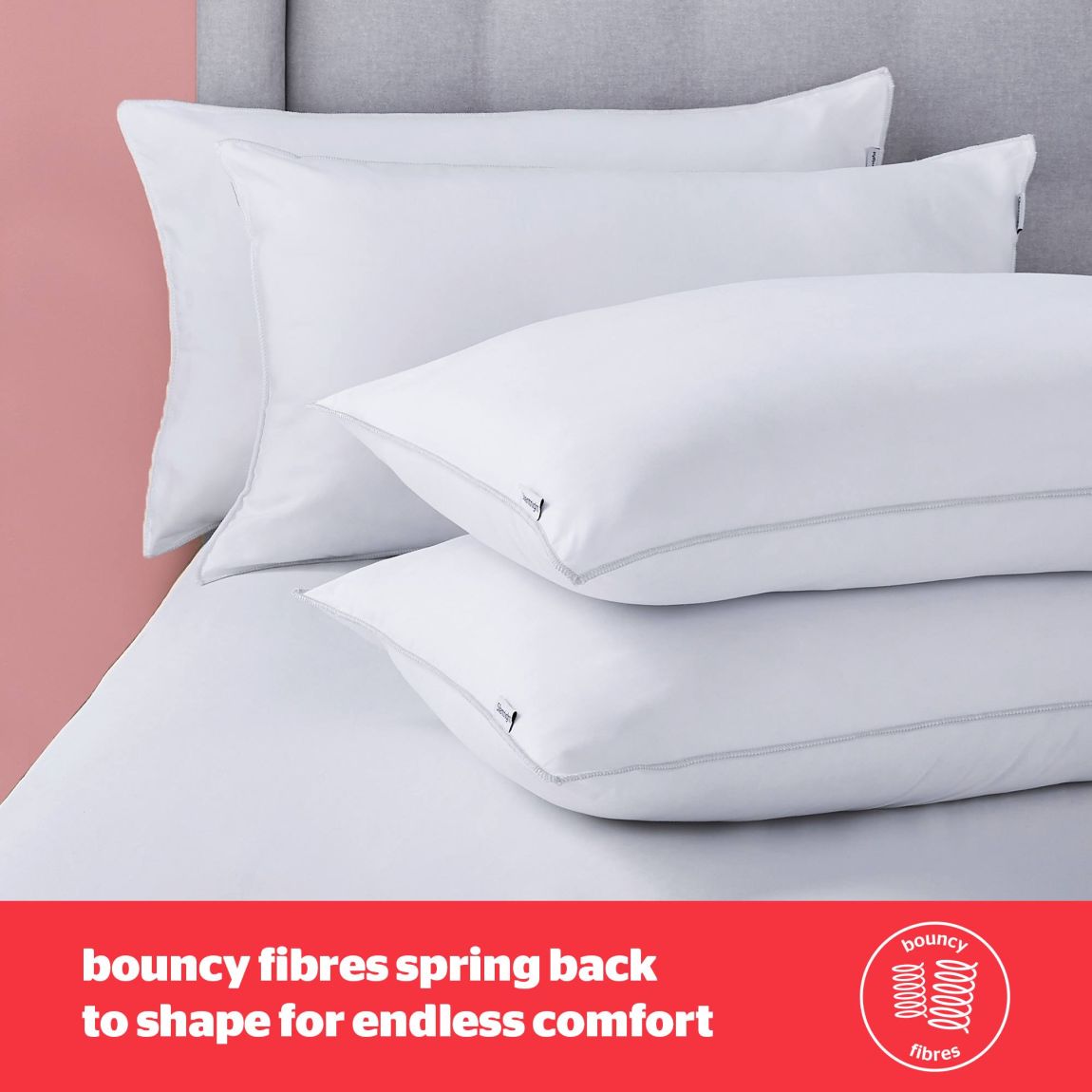 Silentnight Luxury Overlocked Bounceback Pillow - 4 Pack