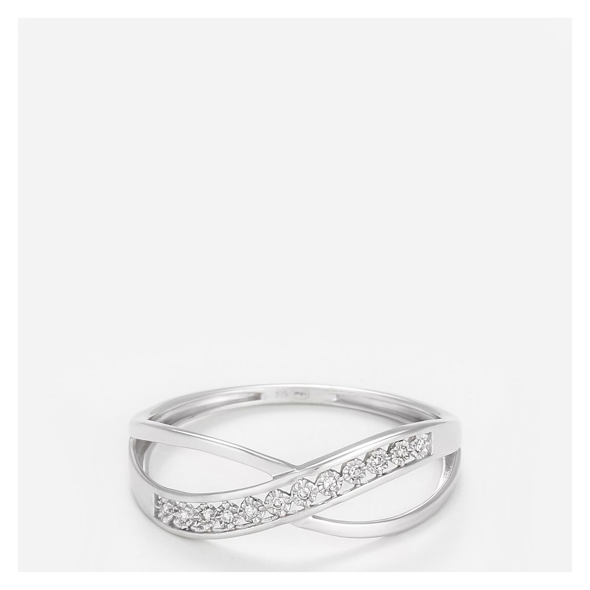 Silver Diamond Embellished Swirl Ring main product photo