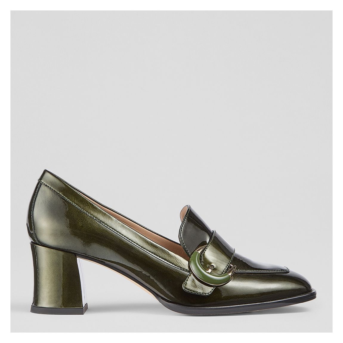 Khaki Mara Resin Buckle Block Heel main product photo