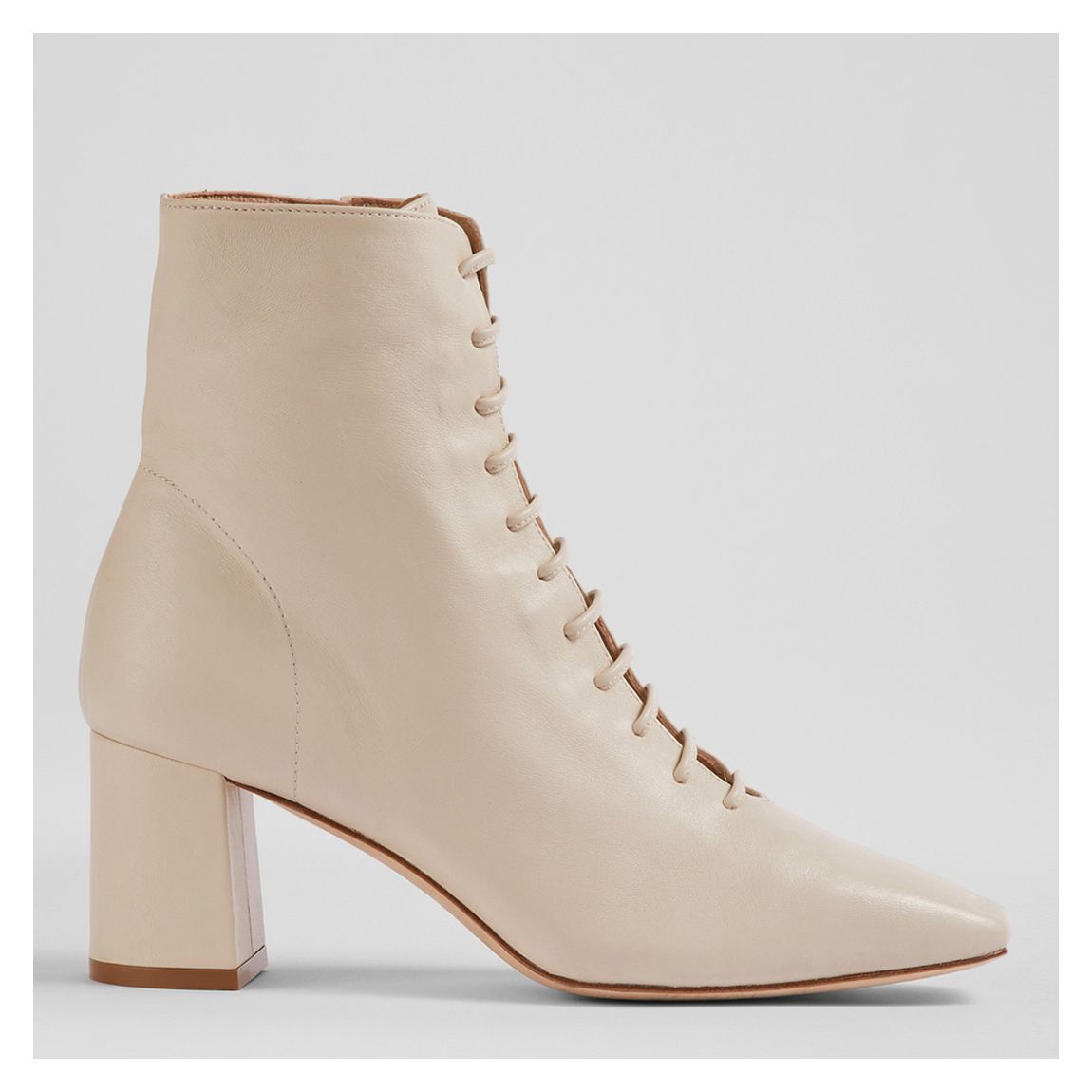Cream Arabella Leather Lace-Up Ankle Boots main product photo