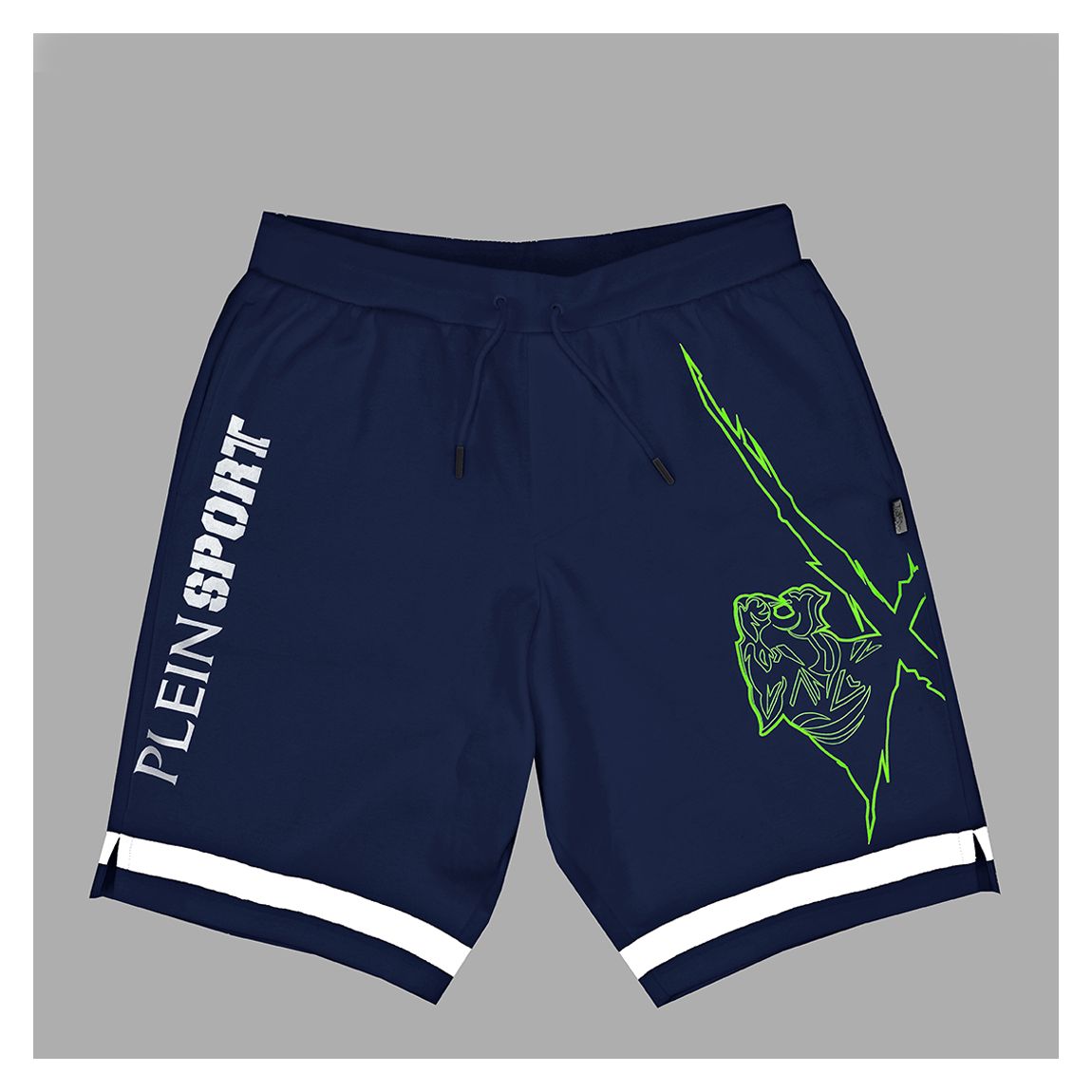 Navy Stripe Drawstring Jogger Shorts main product photo