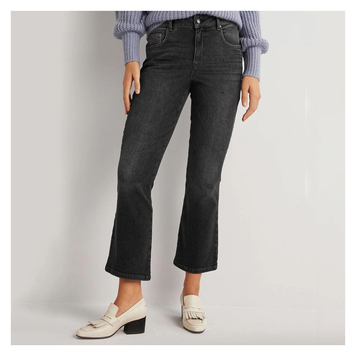 Black Fitted Stretch Flare Jeans main product photo