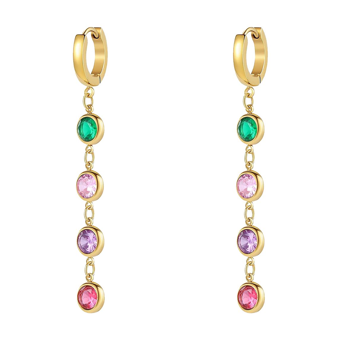 18K Gold Multi Colour Bezel Earrings main product photo