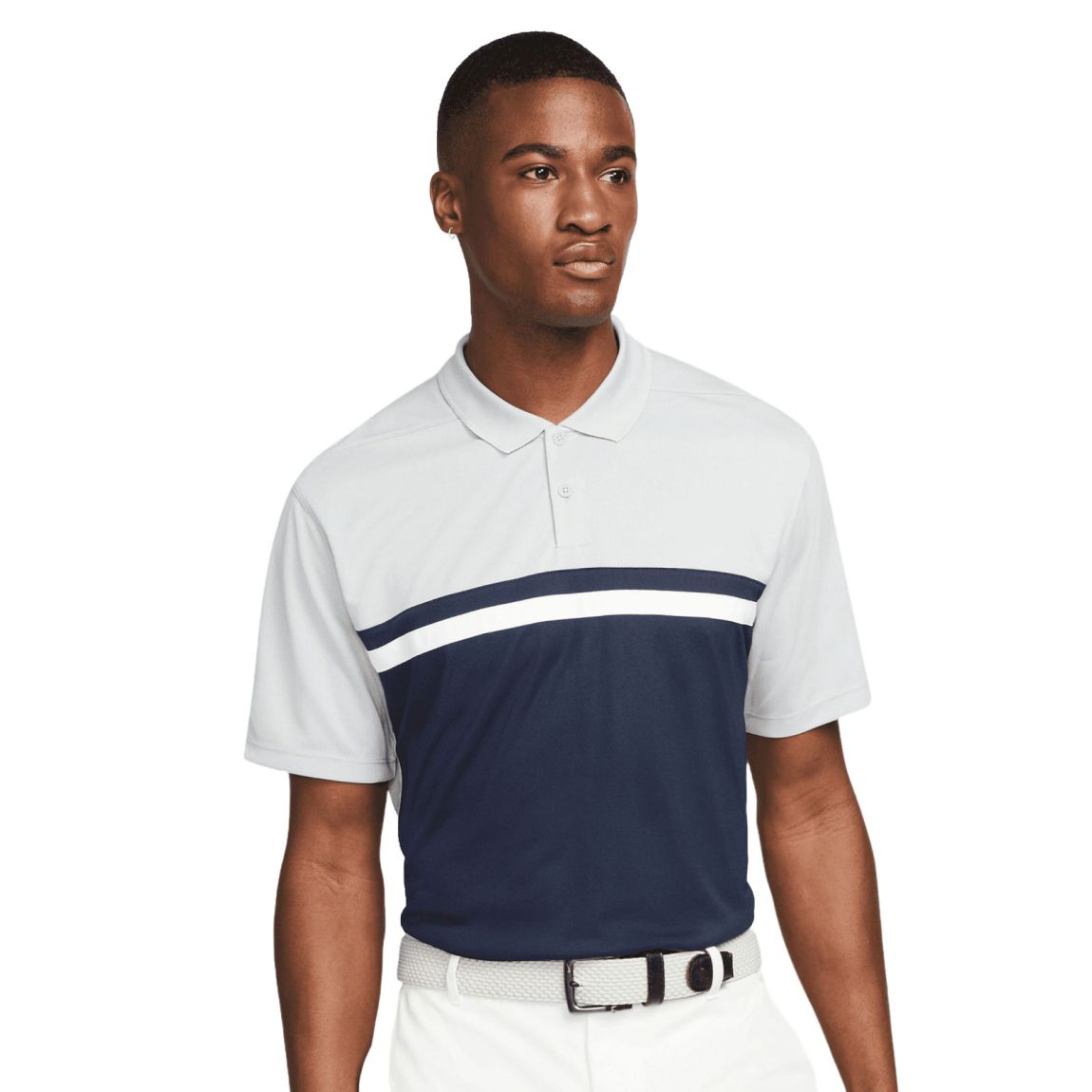 Polo Shirt Victory Recycled Polyester Light Smoke Grey/Obsidian Blue main product photo