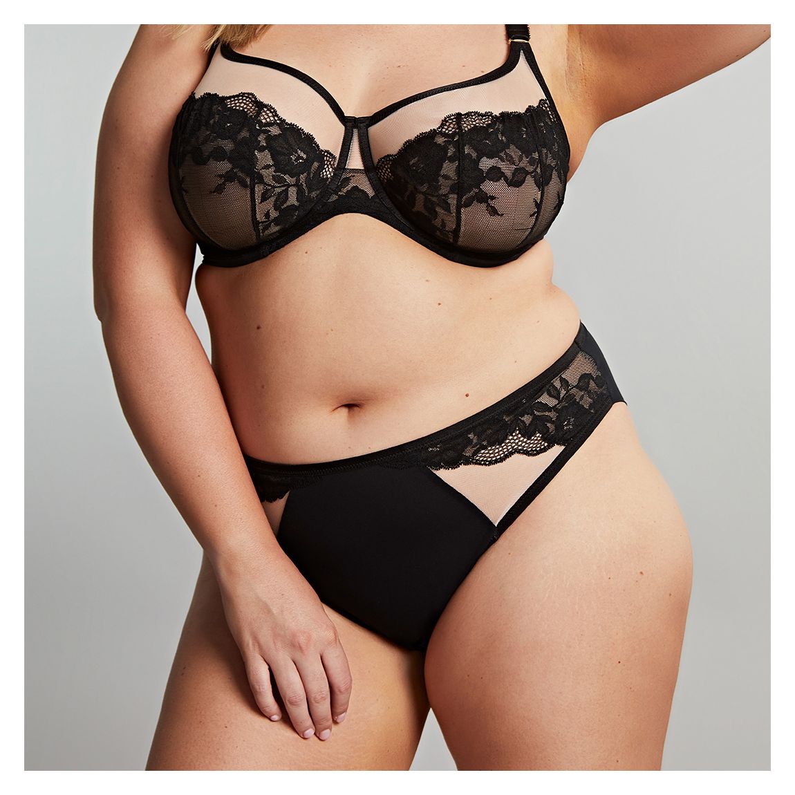 Josephine High Leg Brief-Black/Latte main product photo