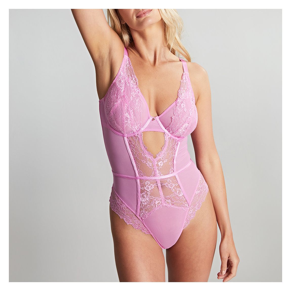 Pink Selena Plunge Bodysuit main product photo