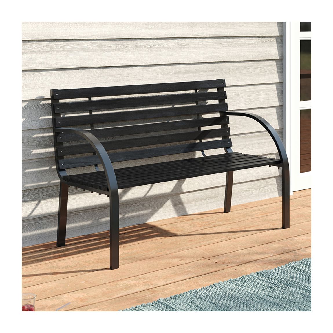 Outdoor Park Bench Solid Wood Metal Garden Bench main product photo