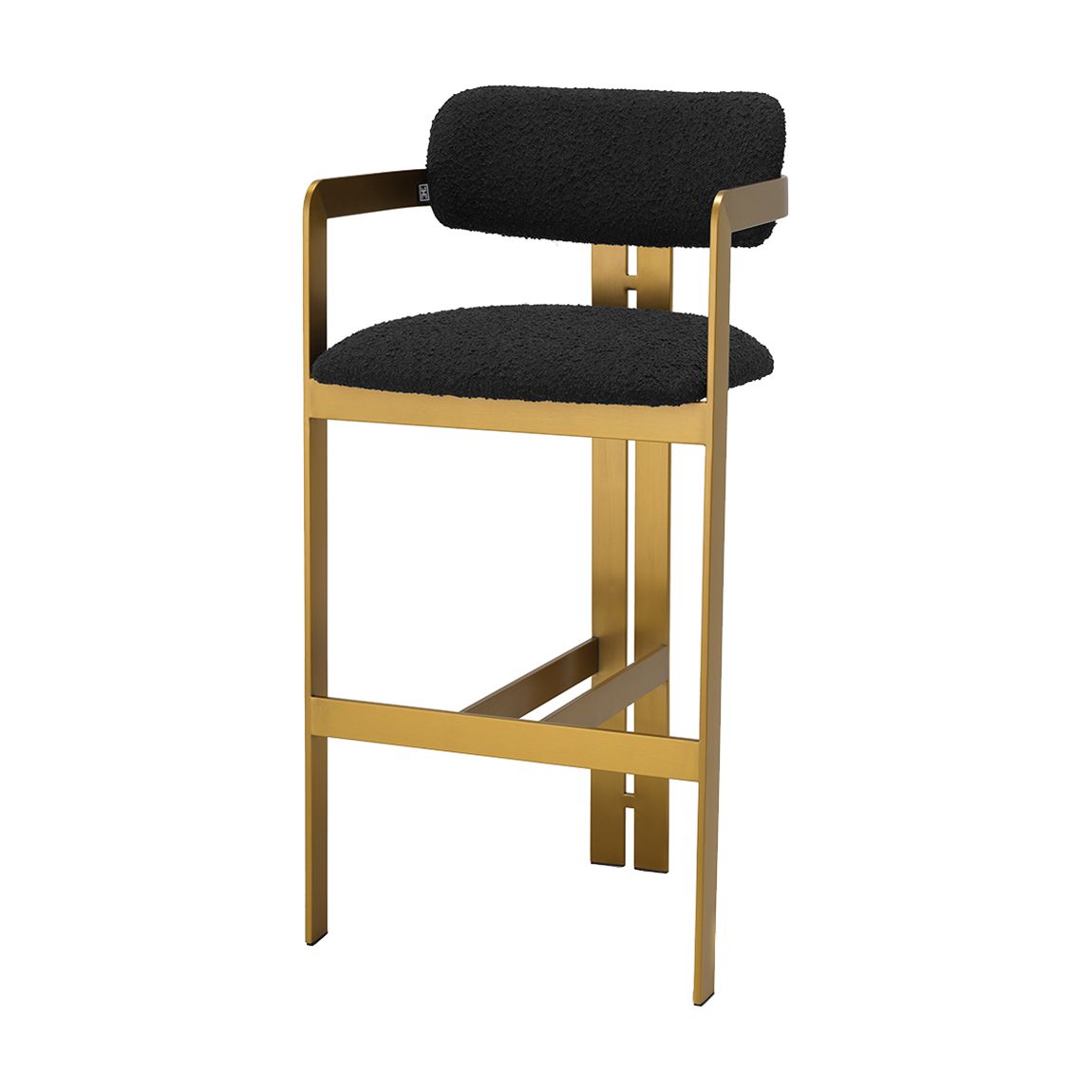Donata Bar Stool, Bouclé Black & Brushed Brass main product photo