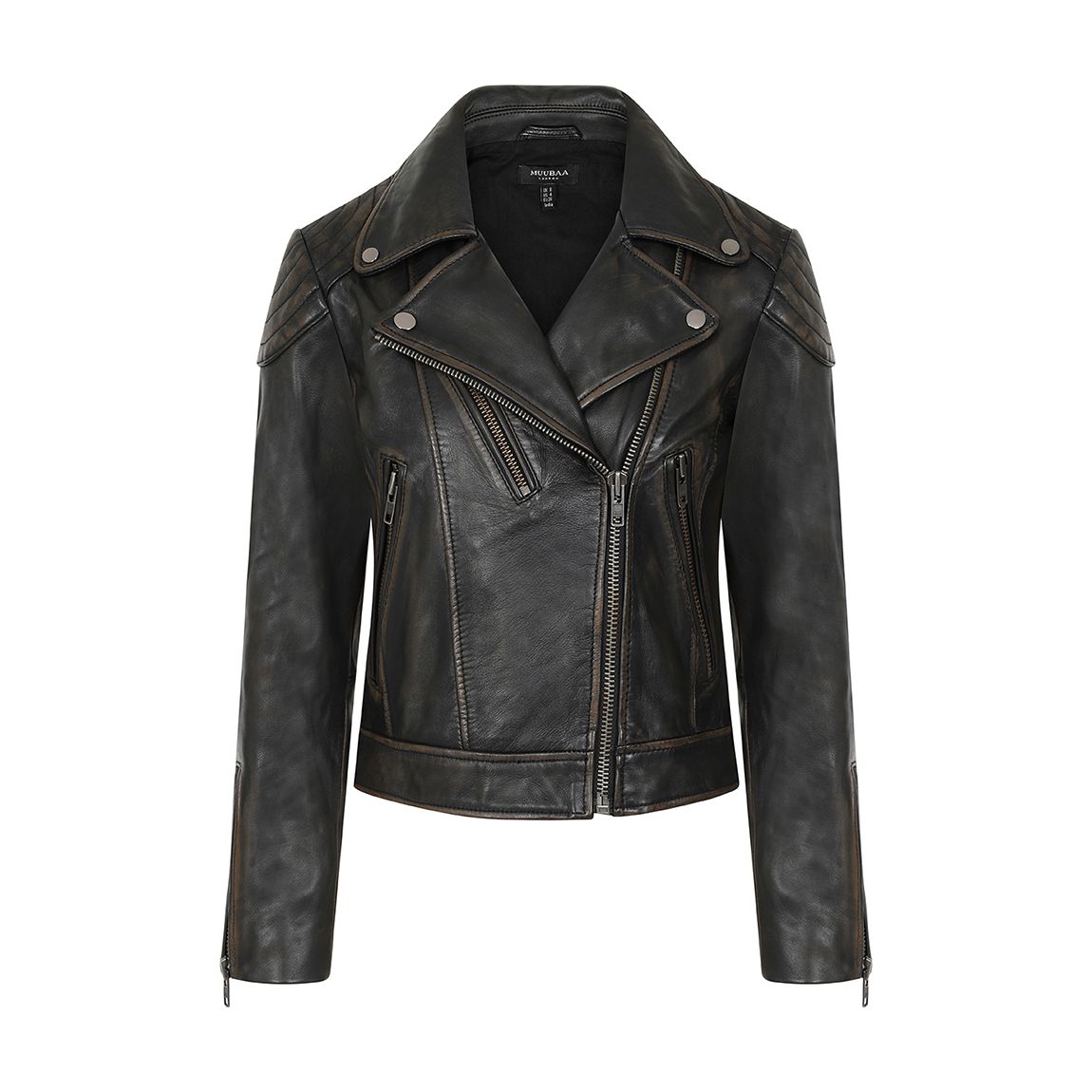 Black Vintage Quilted Biker Jacket main product photo