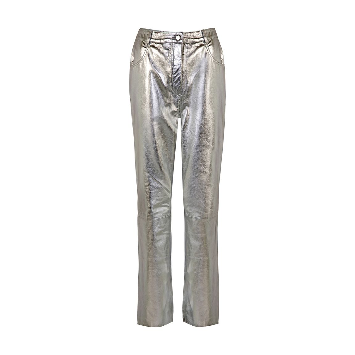 Silver Amy Straight Leather Trousers main product photo