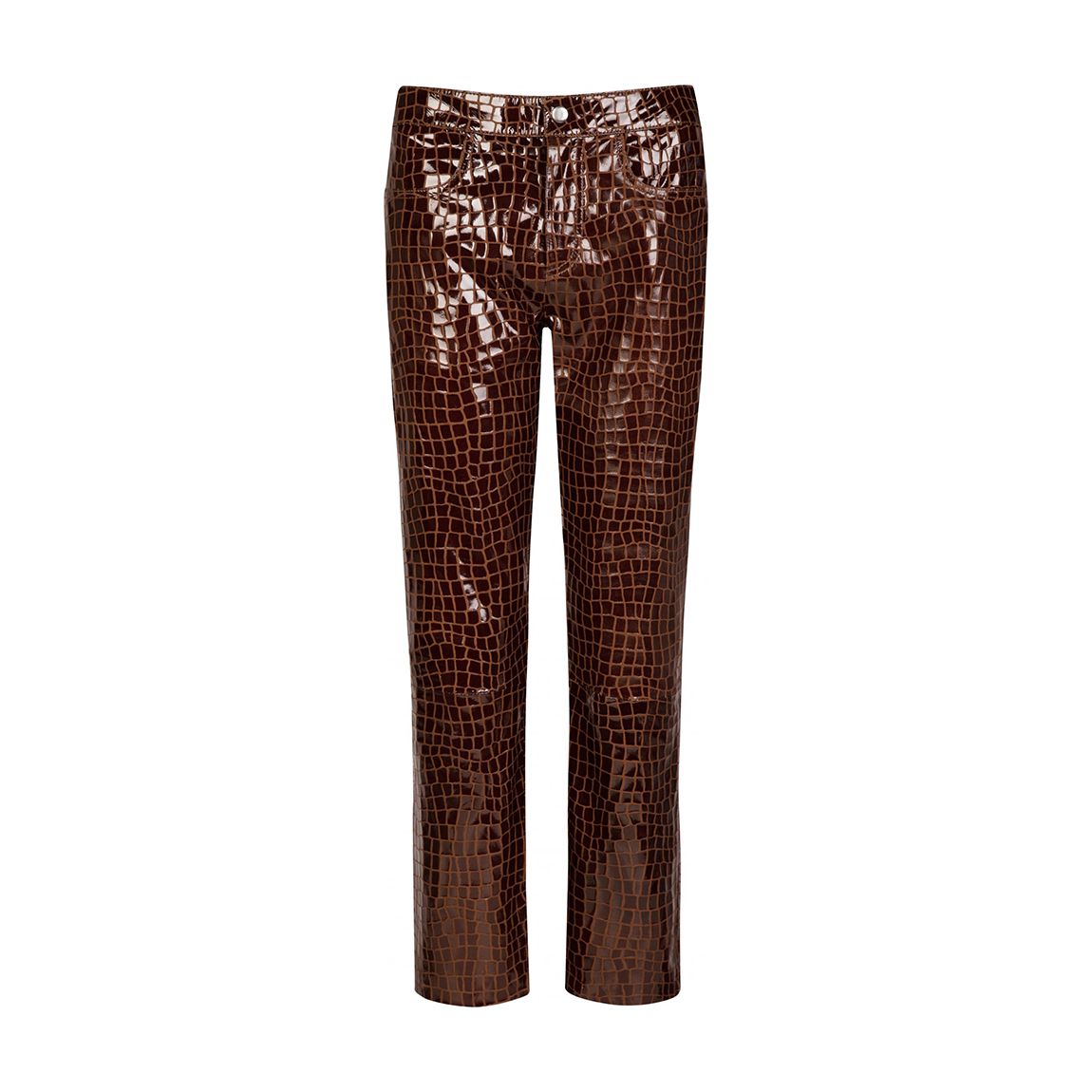 Brown Diana Patent Croc Leather Trousers main product photo