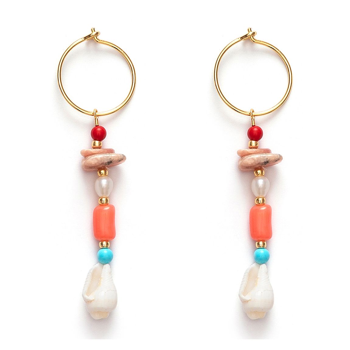 Gold Rock And Shella Hoop Earrings main product photo