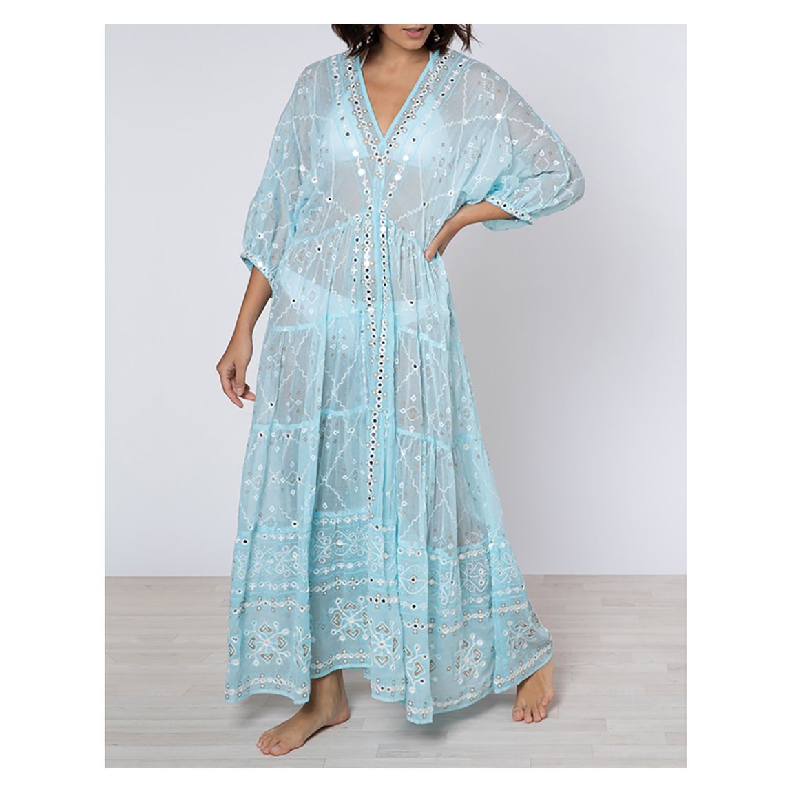 V-Neck Loose Maxi Dress With Mosaic Print main product photo