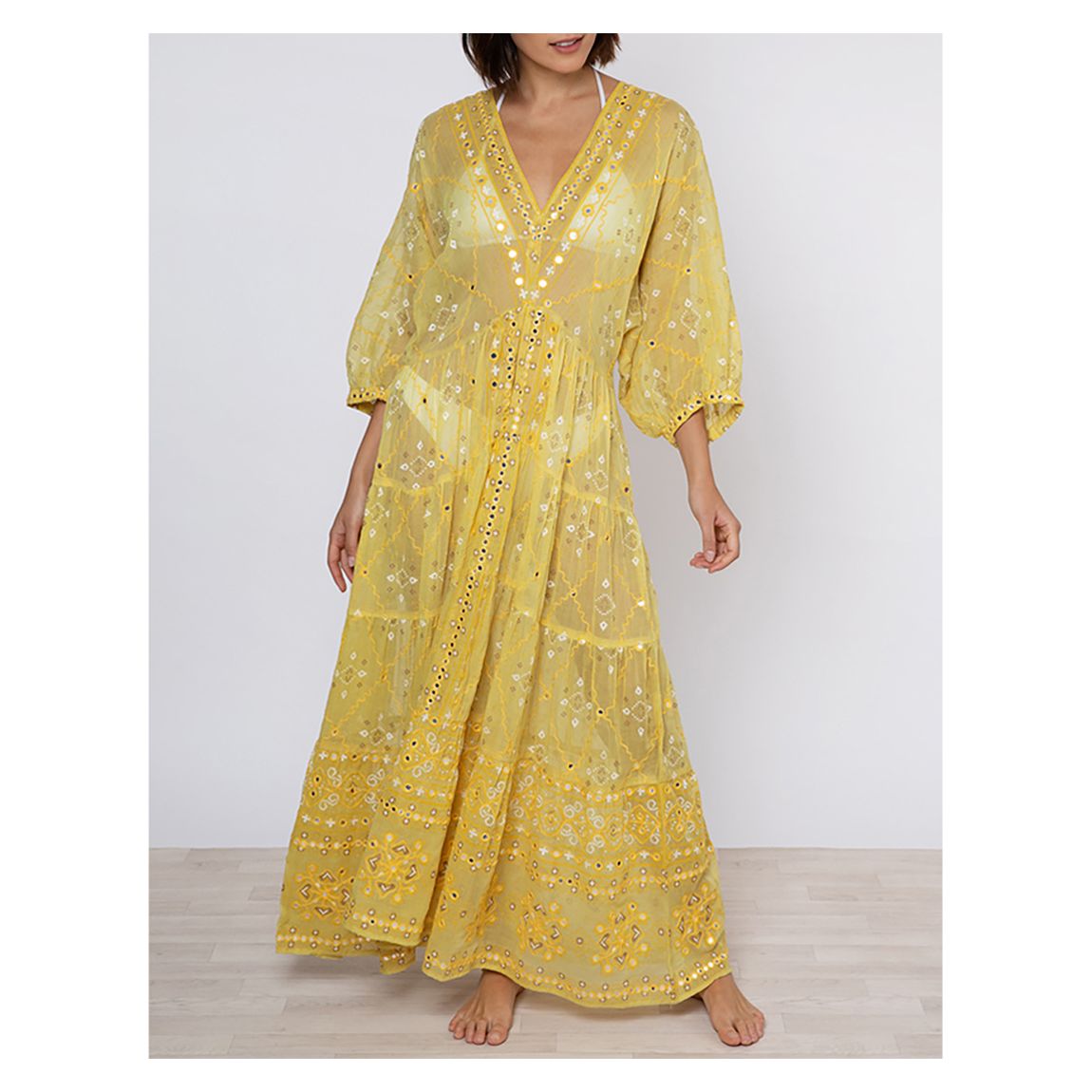 V-Neck Loose Maxi Dress With Mosaic Print & Mirrors main product photo