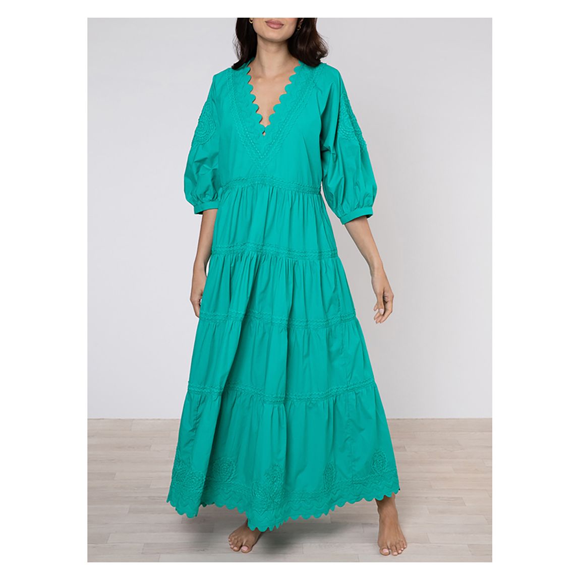 V-Neck Maxi Dress With Print And Mirrors main product photo