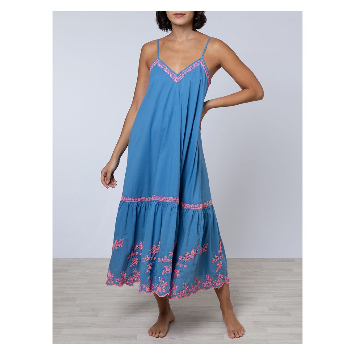 V-Neck Midi Dress With Embroidery main product photo