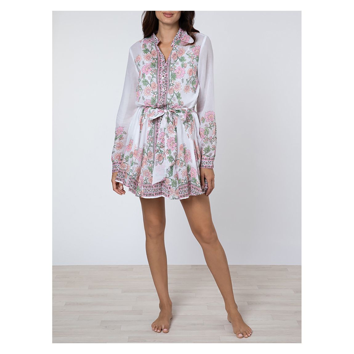 Long Sleeve Godet Dress With Print main product photo