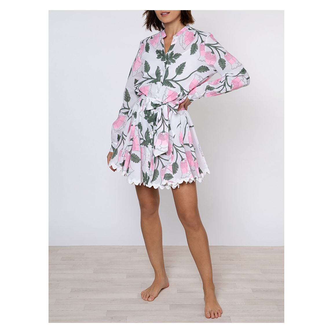 Long Sleeve Godet Dress With Print main product photo