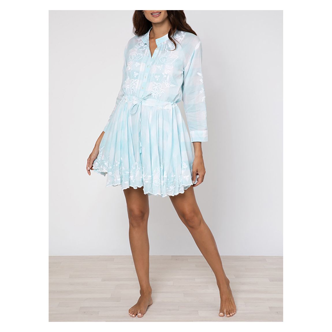 Gingham Print Long Sleeve Beach Dress main product photo