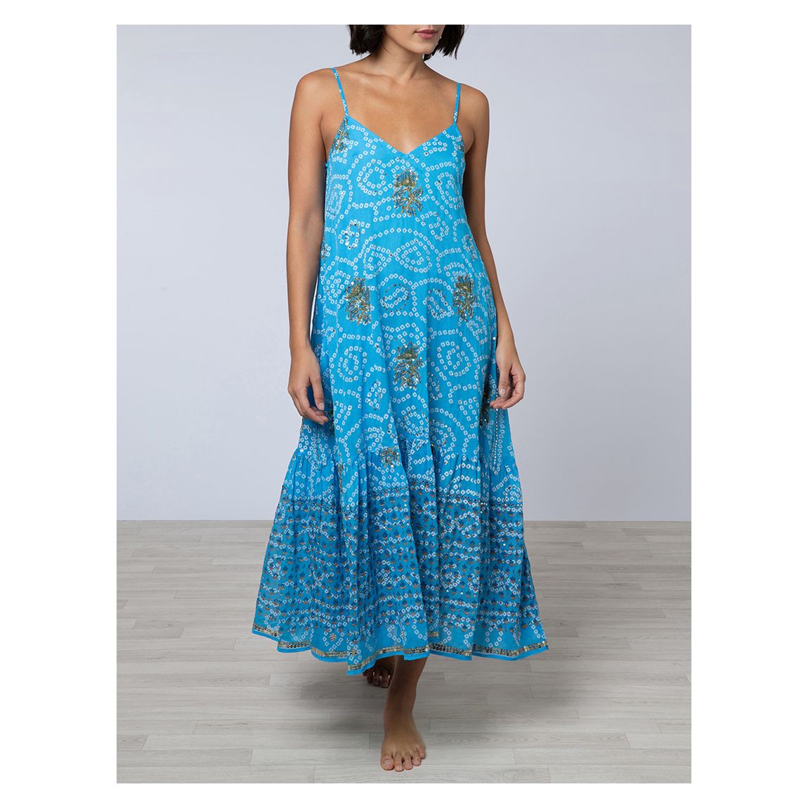 Silk Print Dress With Sequin Embroidery main product photo
