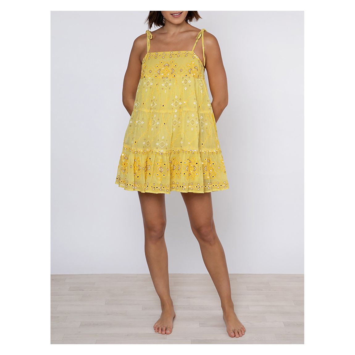 Trapeze Dress With Mosaic Print & Mirror Embroidery main product photo