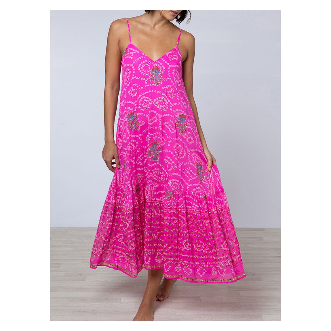 V-Neck Dress With Print And Sequin Embroidery main product photo