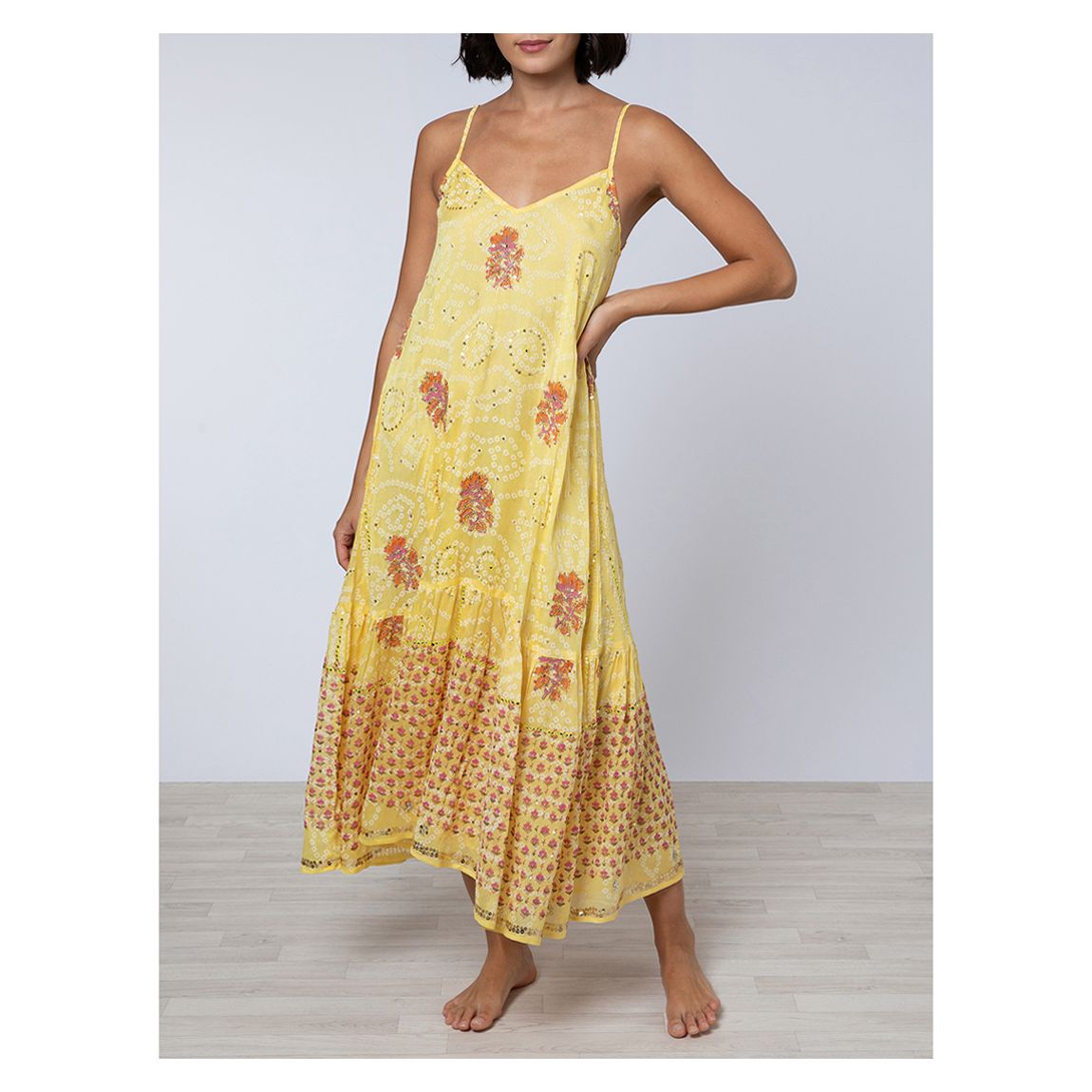 Silk Print Dress With Sequin Embroidery main product photo