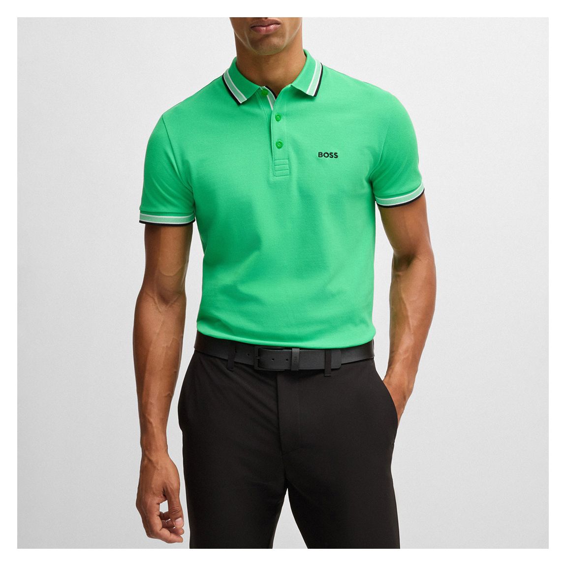 Bright Green Tipped Cotton Polo Shirt main product photo