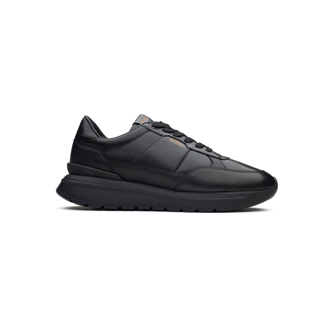 Black Turn Up Leather Trainers main product photo