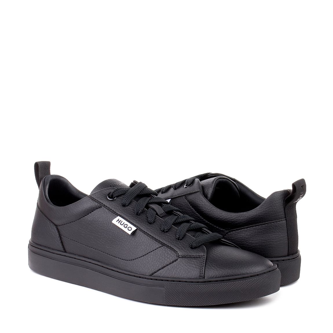 Black Lace Up Leather Trainers main product photo
